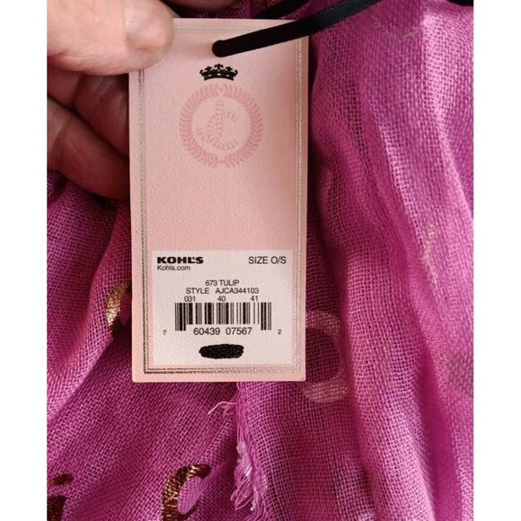 Juicy Couture (OS) Pink Infinity Scarf, Logo Heart Gold Letters New 100% Acrylic - Picture 4 of 5